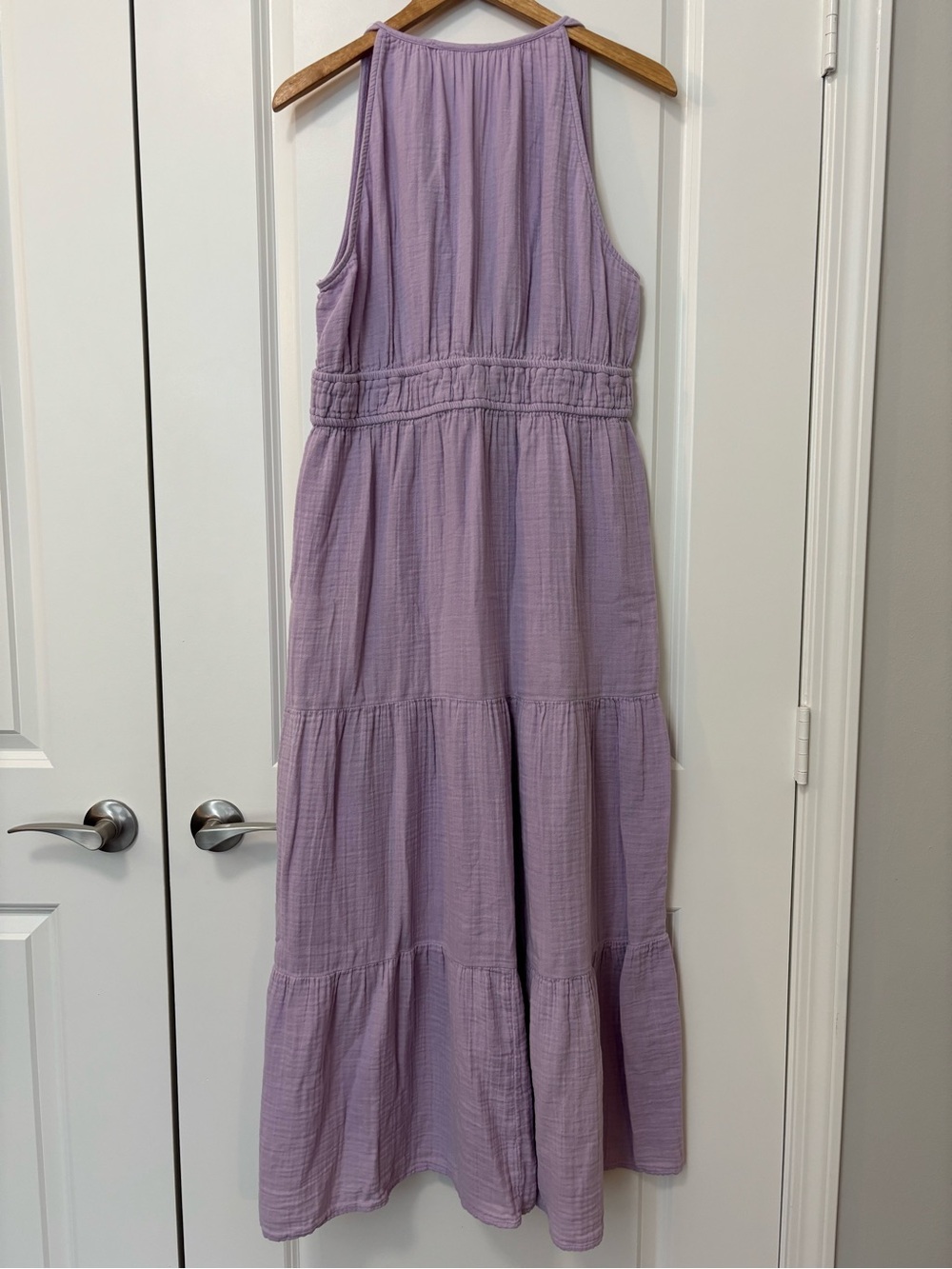 Old Navy 100% Gauze Cotton Lilac Purple Halter Top Maxi Dress, Size L - Picture 5 of 7